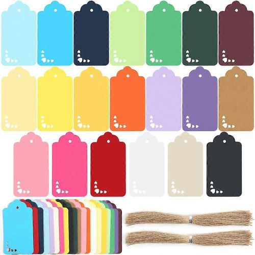 200 Pcs Étiquettes-cadeaux, 20 couleurs Tags avec String Papier Tags Étiquettes Cadeaux Colorés pour Cadeaux Arts et Craf