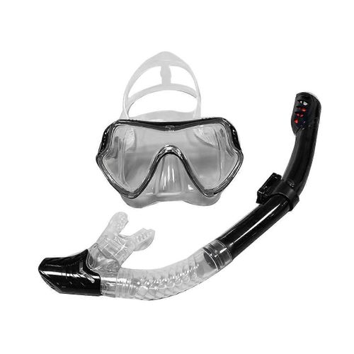 Masque De Plongée De Plongée En Plongée Ensemble De Plongée En Silicone Anti-Buée Lunettes Lunettes Équipement De Piscine Transparent + Noir