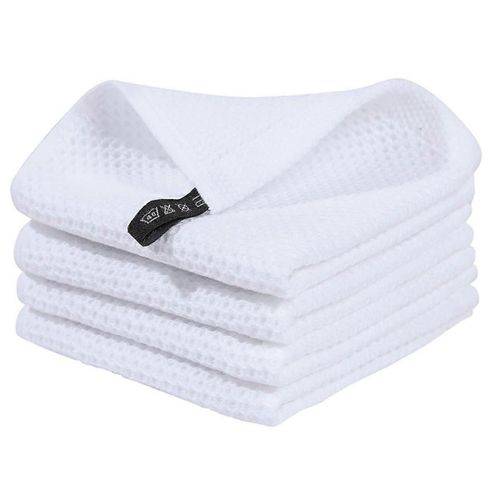 100% coton gaufré armure torchons de cuisine, linges à vaisselle absorbants ultra doux à séchage rapide blanc