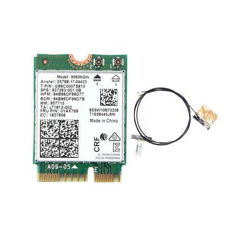 9560NGW Carte WiFi + Antenne 1730Mbps Sans Fil AC 9560 Double Bande 2.4G + 5G BT 5.0 802.11Ac M.2 CNVI 9560NGW Adaptateur Sans Fil