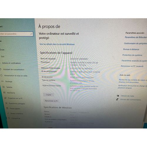 HP prodesk 600 g2 sff Intel Core i5 - Ram 4 Go - DD 240 Go
