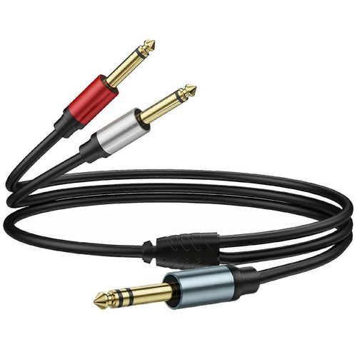 Type A 1m 1m 1/4 pouce TRS stéréo Y-Splitter Cord Jack 6,35 mm mâle vers double 6,35 mm mâle TS Mono Audio