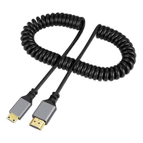Adaptateur HDMI-A vers Mini HDMI mâle vers mâle de type A Câble à ressort OD4.0 de transmission 10,2 Gbit/s