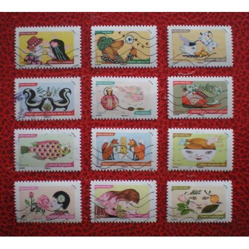 Les Cinq Sens : L'odorat - Série Complète De 12 Timbres Oblitérés - France - Année 2014