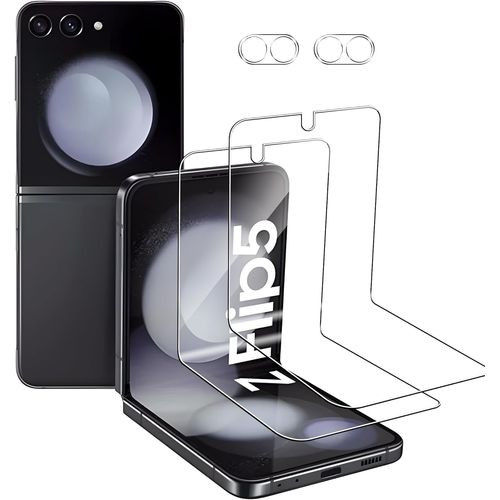 [4 Films] Protection Écran Et Caméra Arrière Samsung Galaxy Z Flip 5 - Film Flexible Hd, Antidérapant, Anti-Rayures, Compatible Capteur Empreinte