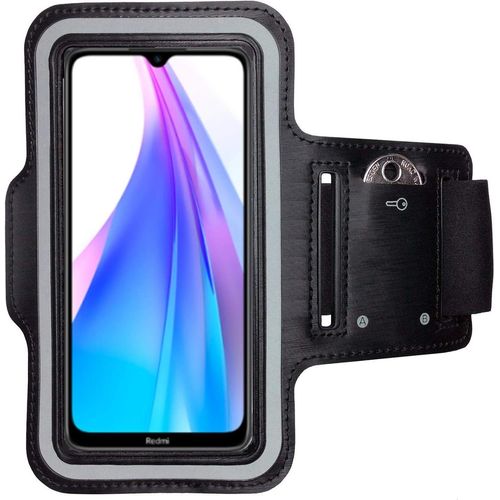 Brassard Sport Téléphone Portable Compatible Xiaomi Redmi Note 8t - Anti-Suée Avec Poche Clés Intégrée, Sangle Renforcée Et Bandes Réfléchissantes - Noir