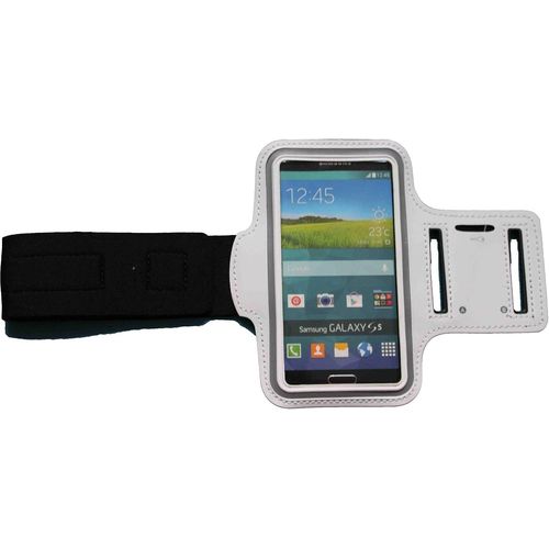 Brassard Sportif Imperméable Pour Samsung Galaxy A30 Avec Sortie Casque - Néoprène Résistant Respirant Léger, Protection Anti-Chocs, Bras Réglable 24-38 Cm - Blanc L