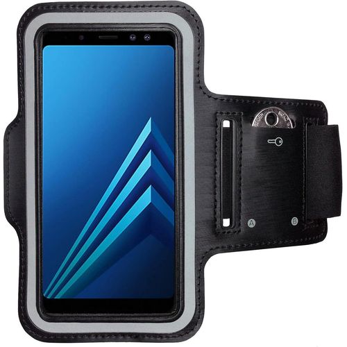 Brassard Sport Téléphone Portable Pour Samsung Galaxy A8 2018, Brassard Running Anti-Sueur Avec Poche Clés, Réflecteurs Et Film Transparent Réglable 22-40cm - Noir