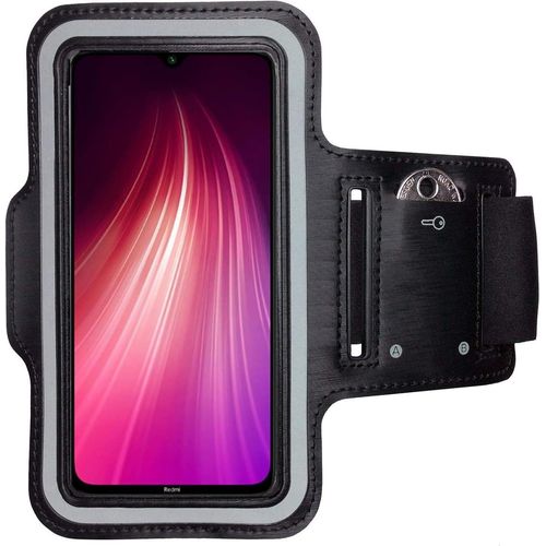 Brassard De Sport Ajustable Pour Xiaomi Redmi Note 8 - Étui Antichoc Étanche Avec Pochette Clés, Bandes Réfléchissantes Et Port Écouteurs - Noir