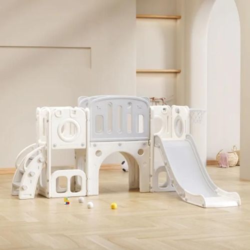 6.1 Toboggan Pour Enfants, Comprenant Un Toboggan, Deux Plates-Formes, Deux Compartiments De Rangement Au Sol