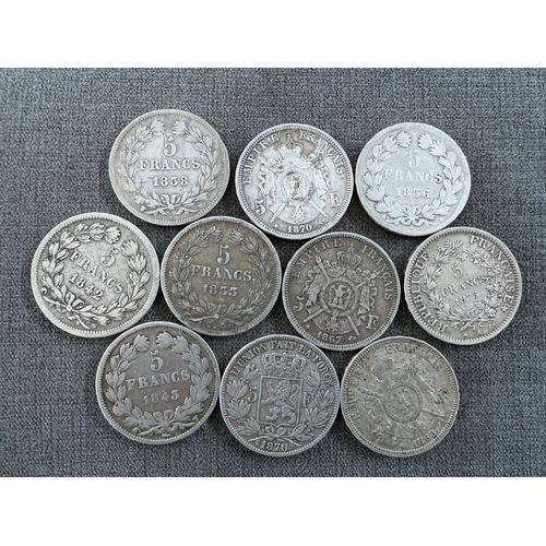 10 Pièces 5 Francs Argent - Écu - Hercule, Napoléon, Louis-Philippe