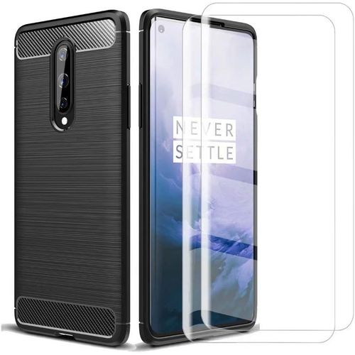 Coque De Protection Avec Verre Trempé 9h Pour Oneplus 8 - Housse Antichoc, Texture Antidérapante, Double Protection, Noir