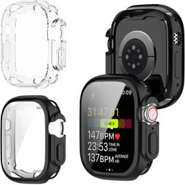Coque Compatible Apple Watch Ultra 2 (2023) 49mm 2ème Génération - Tpu Souple Anti-Choc, Léger Avec Accès Aux Boutons Et Charge Sans Retrait - Noir/Transparent