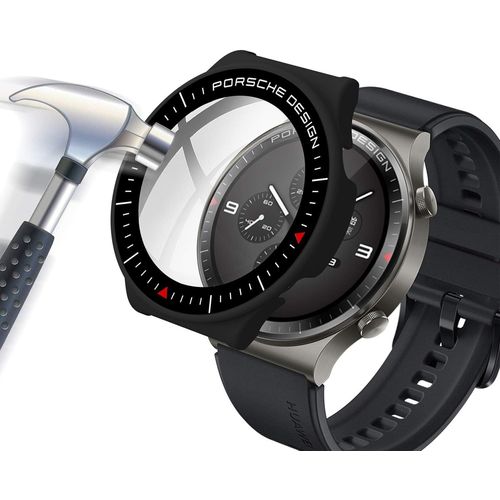 Coque De Protection 2 En 1 Pour Huawei Watch Gt 2 Pro - Antichoc, Résistante Aux Rayures Avec Verre Trempé Hd, Couverture Totale Et Design Ultra-Fin - Noir Mat
