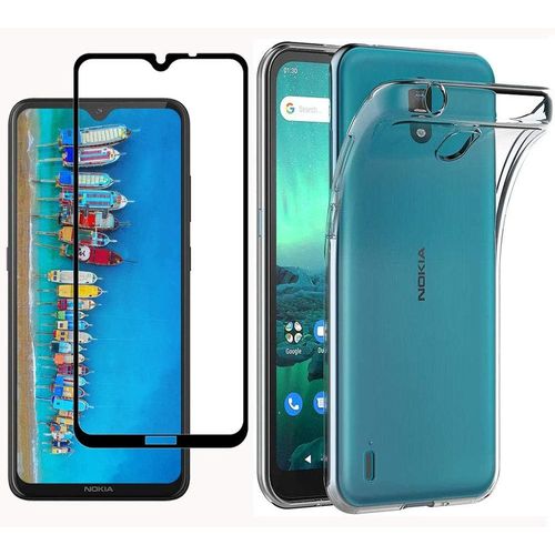 Coque Avec Protection D'écran 2 En 1 Pour Nokia 1.3 - Silicone Tpu Ultra-Fin 0.33mm Et Verre Trempé 9h Anti-Rayures, Anti-Empreintes, Installation Facile Sans Bulles - Transparent