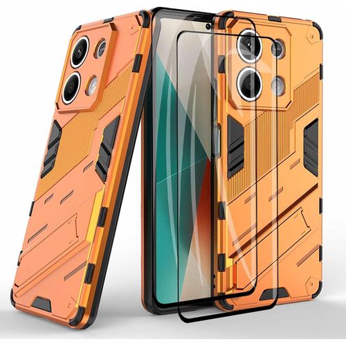 Coque De Protection Anti-Choc Pour Xiaomi Redmi Note 13 5g - Housse Silicone Tpu/Pc Avec Support Caché Et Design Punk - Orange