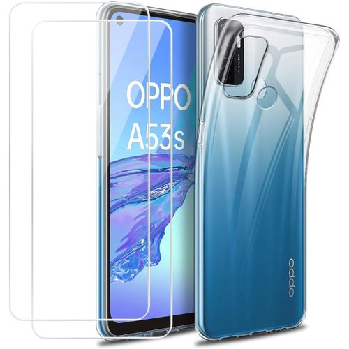 Coque De Protection Avec Film Écran Verre Trempé Pour Oppo A53/A53s 2020 - Housse Tpu Souple Transparente, Accès Complet Aux Ports, Haute Sensibilité Hd