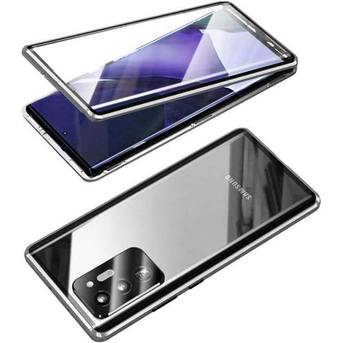 Coque De Protection Caméra Magnétique Pour Samsung Galaxy Note20 5g/Note20 - Double Verre Trempé 9h, Cadre Métallique Antichoc 360°, Compatible Charge Sans Fil - Gris