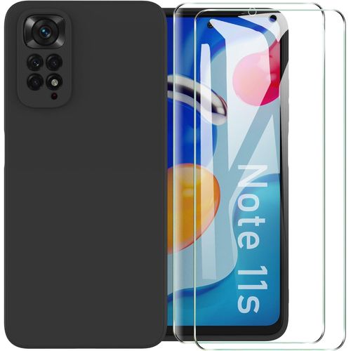Coque De Protection Antichoc Silicone Tpu Pour Xiaomi Redmi Note 11s 4g - Résistant Aux Rayures, Coupe Précise Avec Verre Trempé Inclus (Noir)