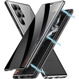 Coque Anti-Espion Samsung Galaxy S23 Ultra 360° Protection Antichoc Verre Trempé Privé Avec Cadre Métallique Magnétique Ultra-Mince Noir