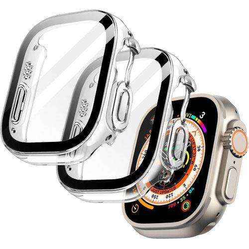 Coque Avec Écran Verre Trempé 9h Pour Apple Watch Ultra 2/1 49mm - Protection Intégrale Antichoc, Transparente, Lot De 2