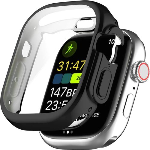 Coque De Protection Compatible Apple Watch Ultra 2 49mm (2023) - Tpu Souple Antichoc, Léger Avec Accès Direct À La Charge Et Boutons - Noir Double