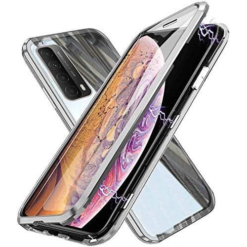 Coque De Protection Magnétique Huawei P Smart 2021 Avec Verre Trempé 360° Antichoc, Cadre Métal Ultra Mince Compatible Chargeur Sans Fil - Argent