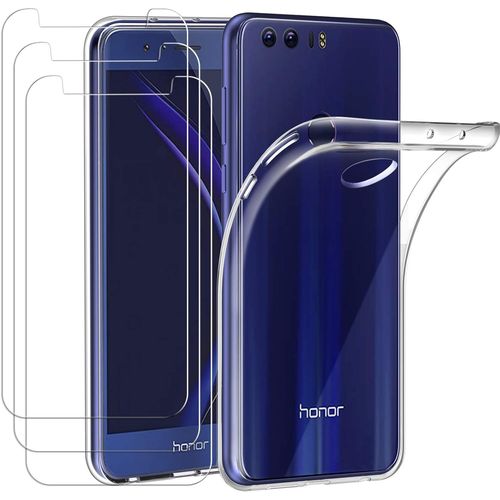 Coque De Protection Huawei Honor 8 Avec Verre Trempé 9h Anti-Choc - Étui Tpu Ultra-Mince Anti-Rayures Transparent À Bords Renforcés