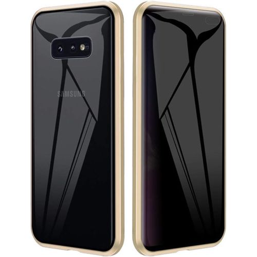 Coque De Protection En Verre Trempé Pour Samsung Galaxy Note 8 Avec Anti-Espion 360°, Revêtement Hydrophobe/Oléophobe, Dos Transparent Et Cadre Métallique - Or
