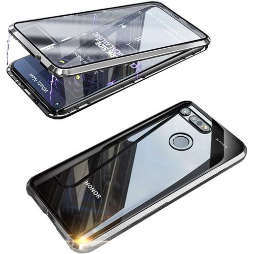 Coque De Protection Huawei Honor View 20 Magnétique 360° Verre Trempé Avant/Arrière Cadre Métal Transparent Avec Adsorption Automatique Et Découpes Précises - Argent