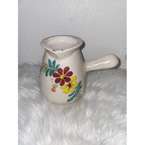 Petit Pichet / Pot À Lait En Céramique Peint À La Main  Vintage