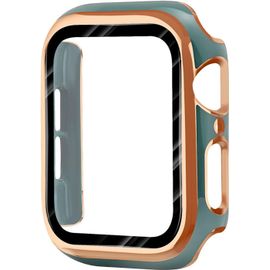 Coque De Protection Double Pour Apple Watch Series 8 41mm - Étui Ultra-Mince Anti-Rayures Avec Bordure Colorée (Vert, Or, Rose Gold)
