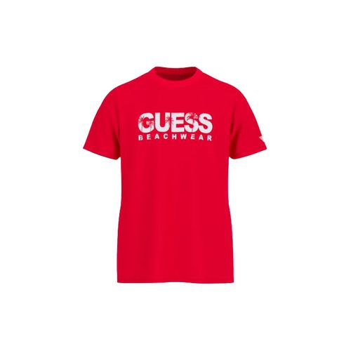 T Shirt Guess Beachwear Homme Rouge