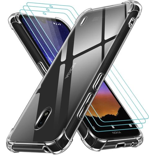 Coque De Protection Pour Nokia 2.2 Avec 3 Verres Trempés 9h - Housse Antichoc Ultra Mince En Tpu Souple Transparent, Antirayures Antidérapant (Pack Accessoires Complet)