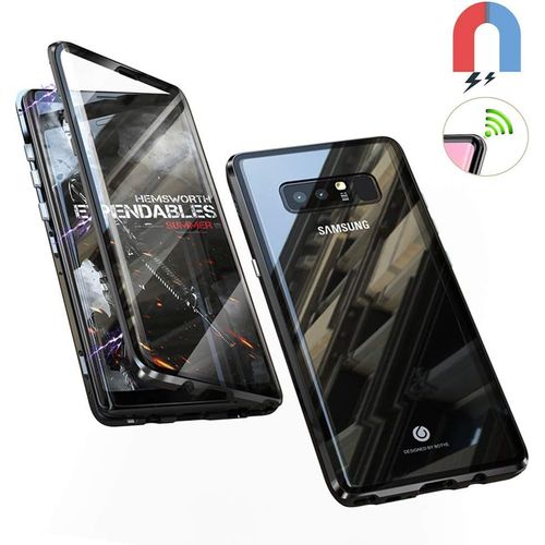 Coque De Protection Samsung Galaxy Note 8 [Verre Trempé 9h Avant/Arrière] Étui Ultra Mince Magnétique 360° Antichoc Compatible Chargeur Sans Fil - Noir