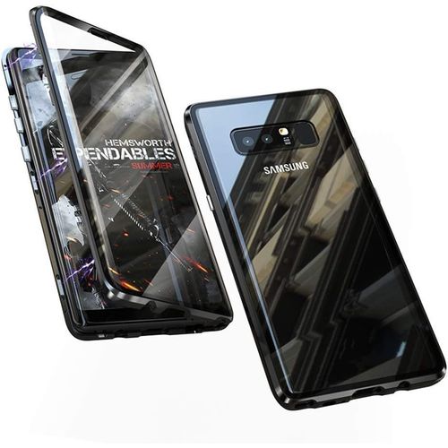 Coque De Protection Samsung Galaxy Note 8 Transparente Avec Cadre Aluminium Magnétique - Verre Trempé Antichoc 360° Double Face - Noir