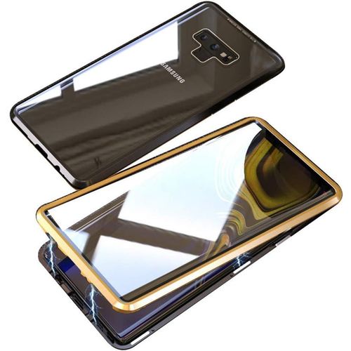 Coque De Protection Samsung Galaxy Note8 Avec Adsorption Magnétique, Cadre Métal Antichoc Et Verre Trempé Inclus - Or/Noir