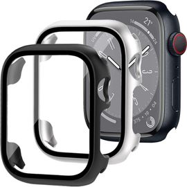 Coque De Protection Ultra Mince Antichoc Pour Apple Watch Series 8 45mm/Se 44mm 2022 Avec Verre Trempé Anti-Rayures, Protection Complète Et Installation Facile - Noir