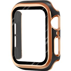 Coque De Protection Ultra Mince Anti-Rayures Pour Apple Watch Series 8 41mm - Pc Durable, Antichoc Avec Découpes Précises - Noir Et Rose Gold