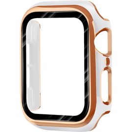 Coque De Protection Ultra Mince Anti-Rayures Pour Apple Watch Series 8 45mm - Pc Dur Résistant Avec Protection Écran - Blanc & Rose Or