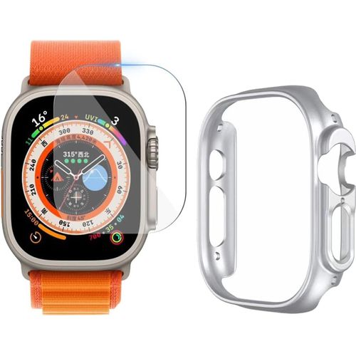 Coque De Protection Tpu Transparente Avec Verre Trempé Pour Apple Watch Ultra 49mm - Antichoc, 360° Protection, Installation Facile, 2 En 1 Kit - Argent