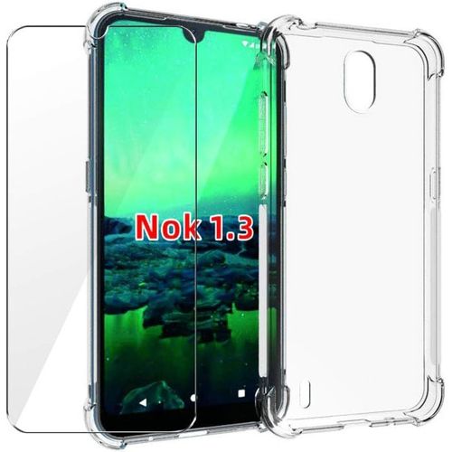 Coque De Protection Transparente Pour Nokia 1.3 - Tpu Anti-Choc 4 Angles Avec Film Verre Trempé, Design Cristallin Et Protection Intégrale