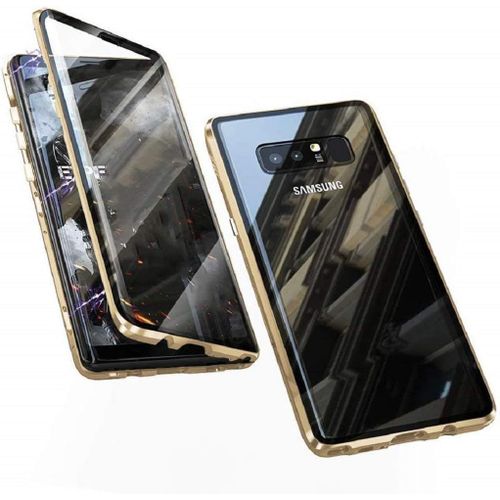 Coque De Protection Transparente Magnétique Pour Samsung Galaxy Note 8 Avec Cadre Aluminium Et Verre Trempé 9h 360° Anti-Choc - Or