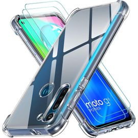 Coque De Téléphone Pour Motorola Moto G8 Power Avec 3 Films Protection Écran En Verre Trempé - Housse Transparente Silicone Souple Anti-Choc Tpu Ultra Mince Anti-Rayures