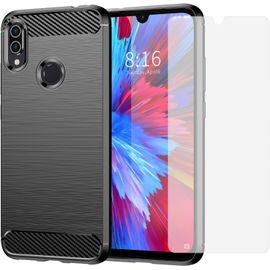 Coque De Protection Xiaomi Redmi Note 7/7 Pro Avec Verre Trempé - Silicone Tpu Ultra Mince Antichoc, Charge Sans Fil Et Protection Caméra - Noir
