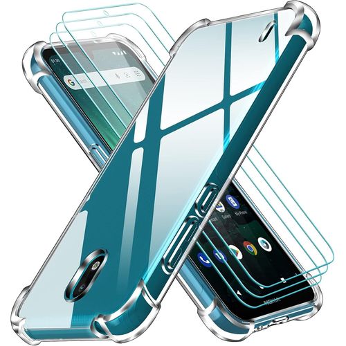 Coque De Protection Ultra Mince Pour Nokia 1.3 Avec 3 Films Verre Trempé 9h - Housse Transparente Anti-Choc En Silicone Souple Anti-Rayures Et Glissades
