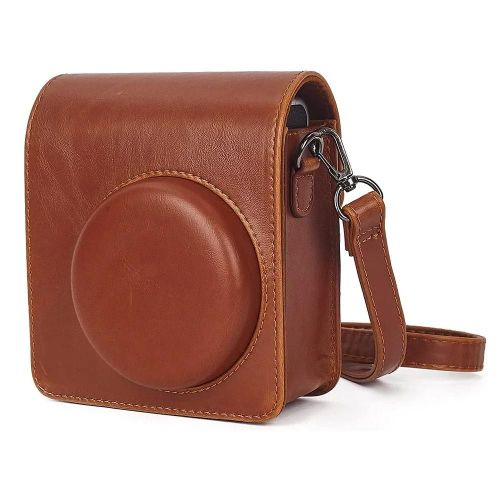 Sac pour appareil photo pour Fujifilm Instax Mini 40, étui pour appareil photo instantané rétro en cuir et bandoulière, étui de protection Portable de voyage-Light Marron