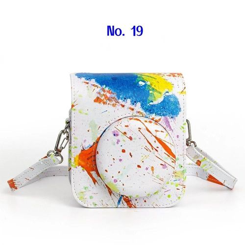 Sac pour appareil photo en cuir PU pour Fujifilm Instax Mini 12, accessoires pour appareil photo instantané, étui de protection pour appareil photo avec bandoulière réglable-No. 19