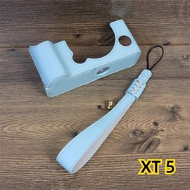 Étui de protection en PU pour appareil photo Fujifilm XT30II XT30 XT20 XT10, housse en cuir à demi-Base pour Fuji XT5 avec dragonne-Light Bleu
