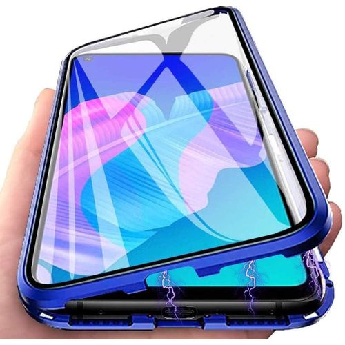 Coque Magnétique Pour Samsung Galaxy Note 8, Protection 360° Avec Cadre Métallique Antichoc, Verre Trempé Transparent Avant/Arrière - Design Ultra-Mince Découpes Précises, Bleu
